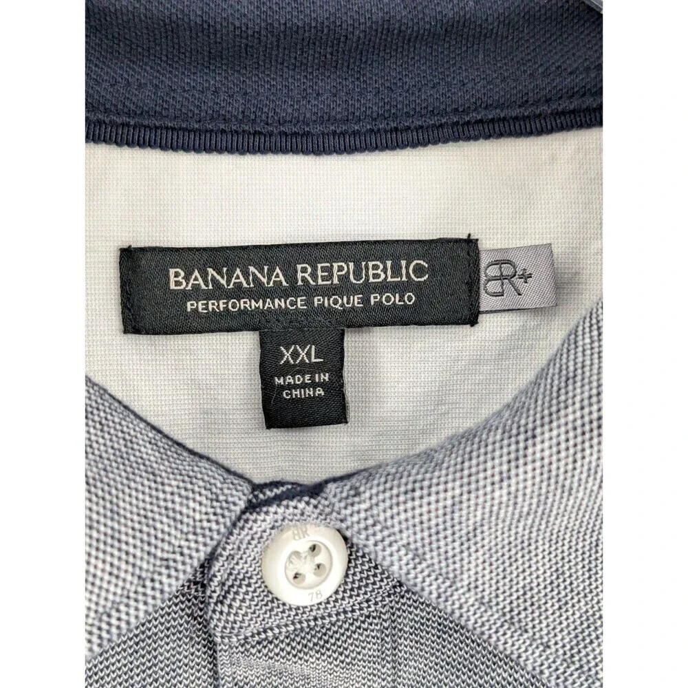 Banana Republic Polo Shirt Mens XXL Gray‎ Performance Pique Golf Outdoor Travel